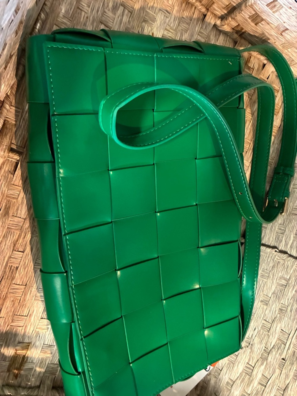 Green Woven vegan leather Crossbody Shoulder Bag - Women's